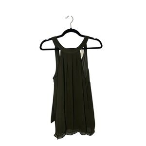 Last April Olive Green Halter Sleeveless Blouse Tie‎ Back Flowy Party Casual M